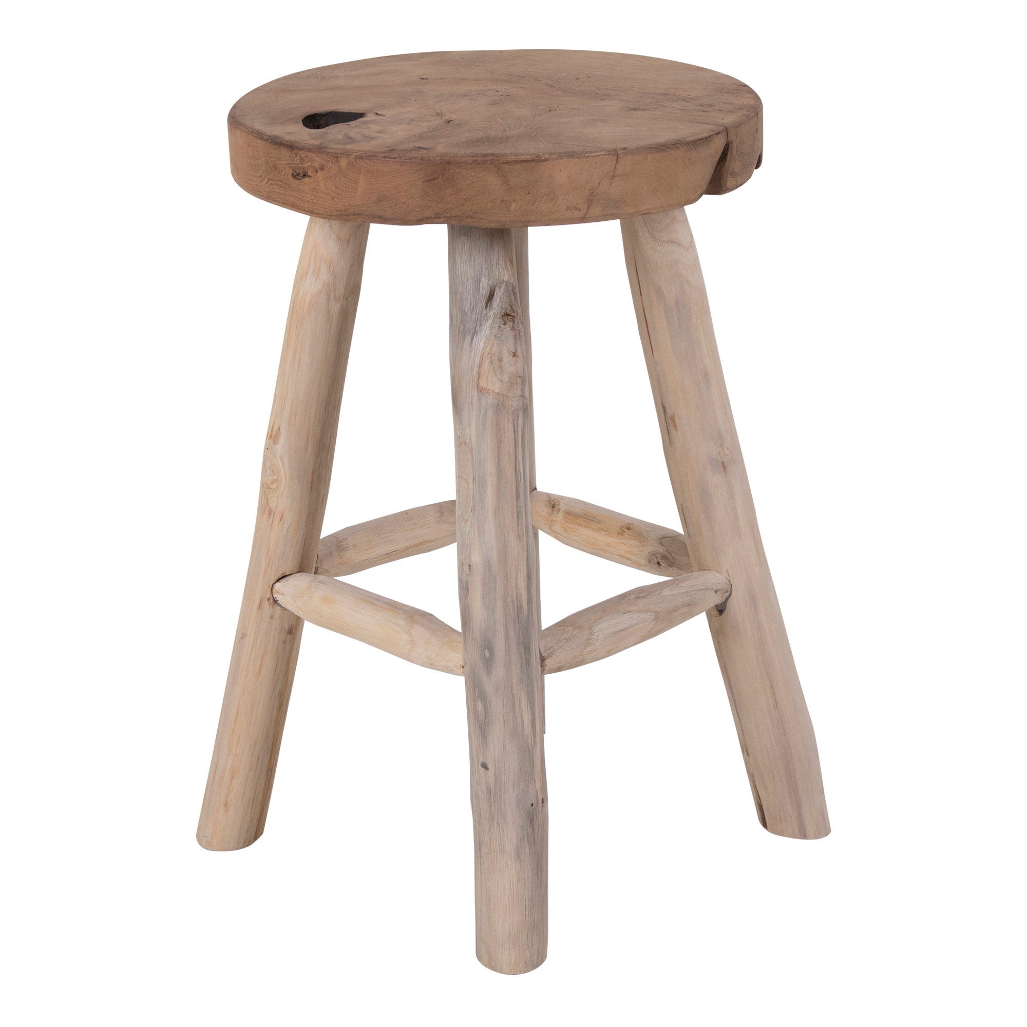Badia Stool - Stool, teak, natural, 4 legs ø30x45 cm