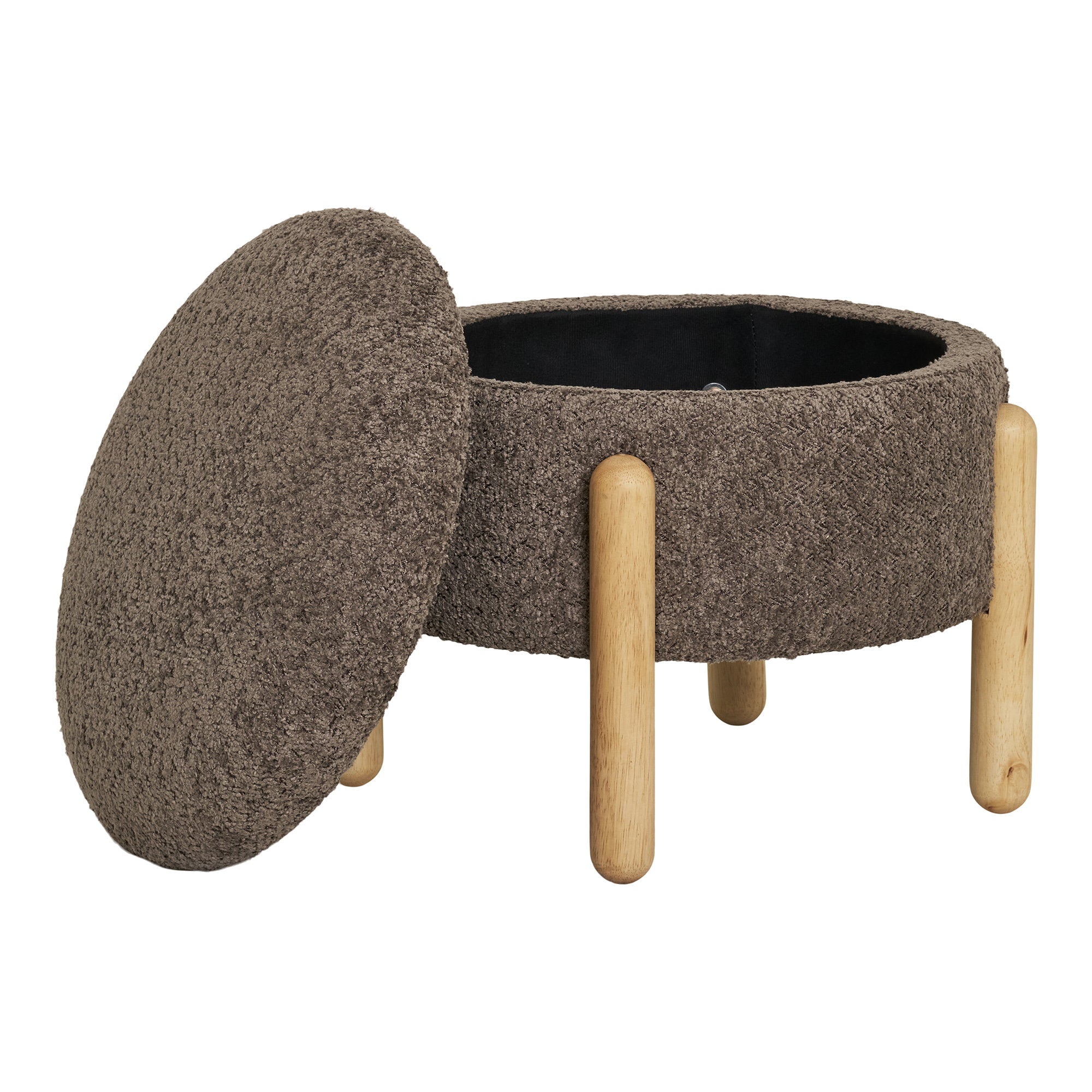 Medas Pouf - Pouf with storage, brown/nature ø45x36 cm, HN1237