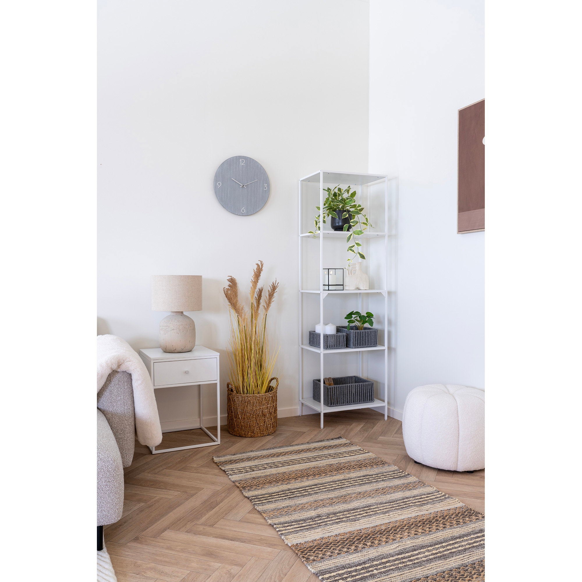 Vita Side Table - Side table, 1 drawer, white, white frame 40x40x55 cm