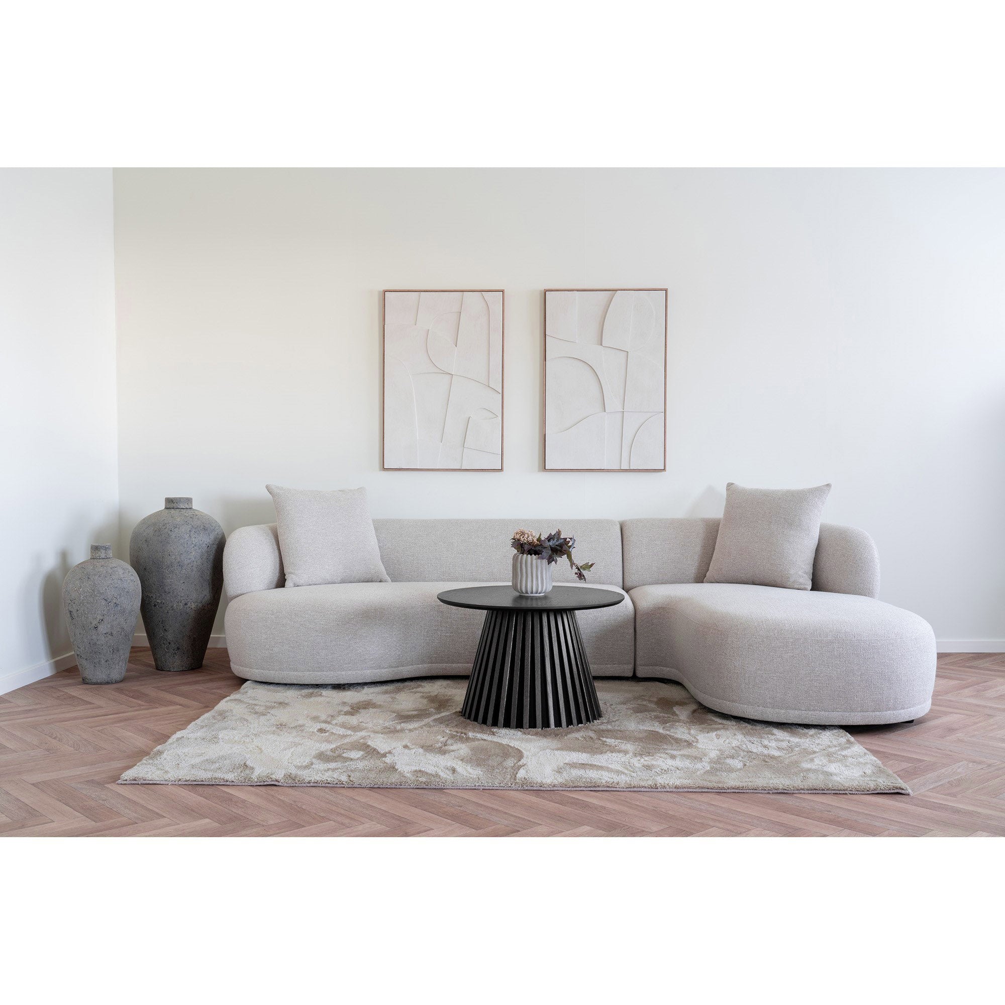 Osaka Coffee Table - Coffee table, oak veneer, black ø70x45 cm