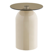 Ravello Side Table - Side table, tempered glass/metal, grey/beige  ø40x52 cm