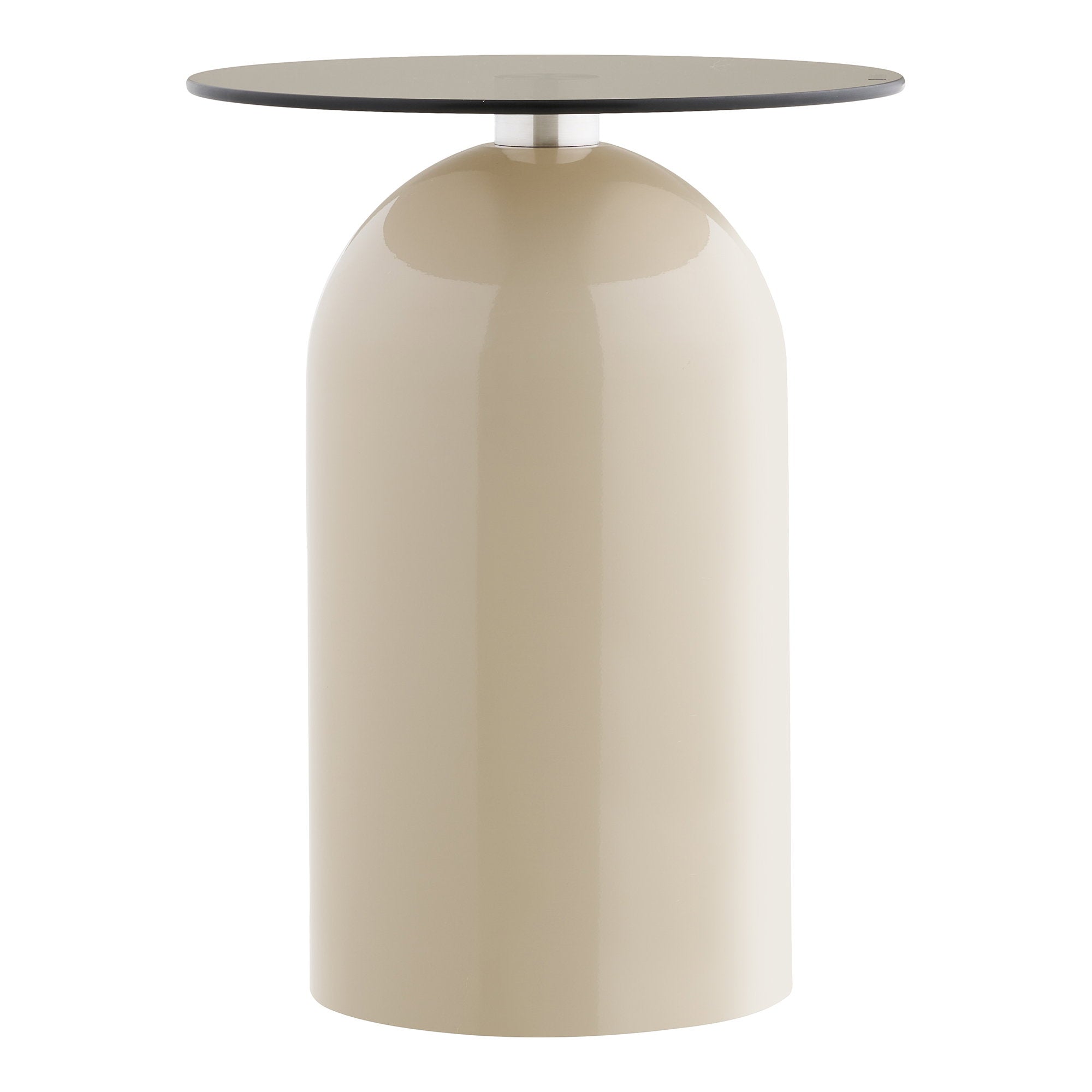 Ravello Side Table - Side table, tempered glass/metal, grey/beige  ø40x52 cm
