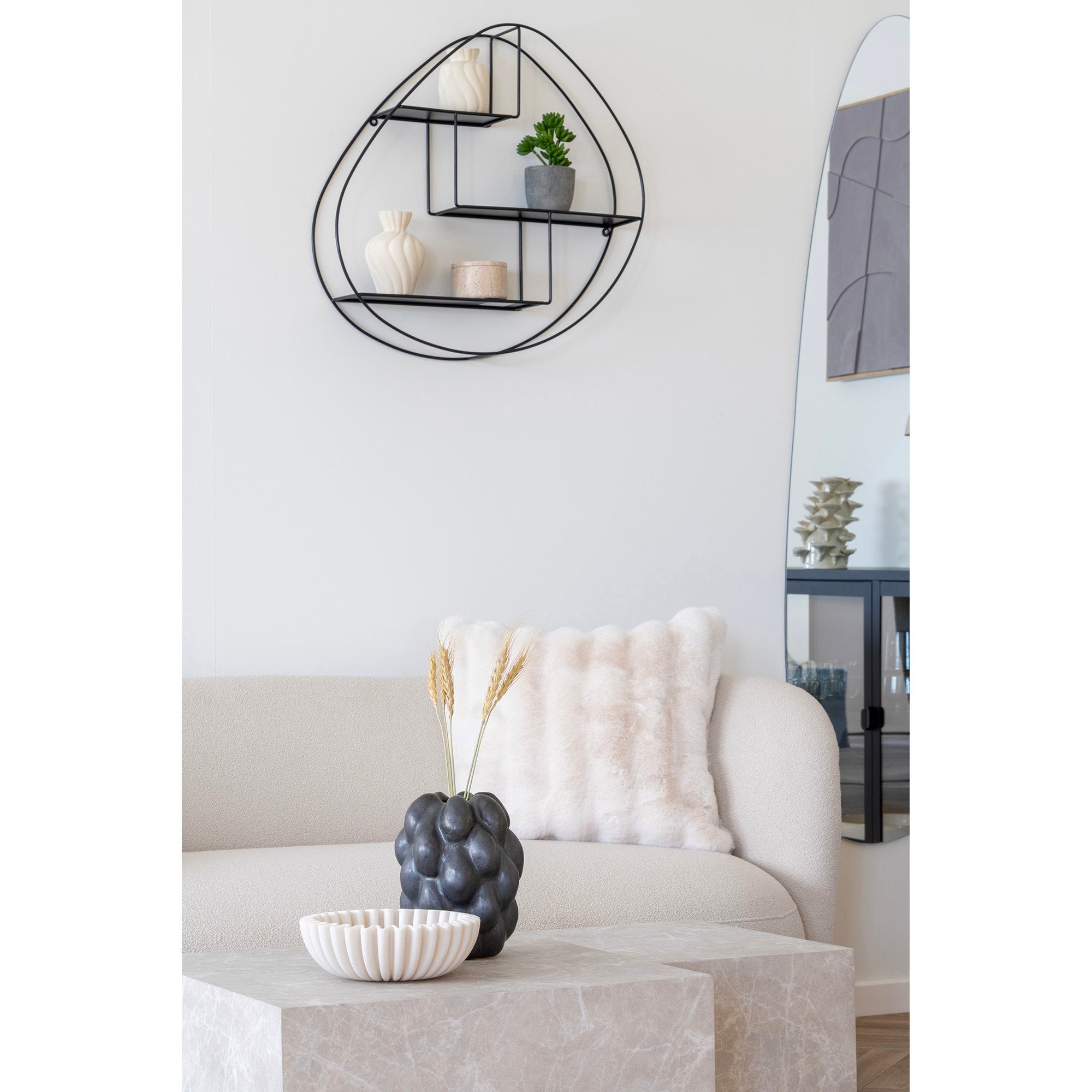 Galena Cushion - Cushion, artificial fur, white 45x45 cm