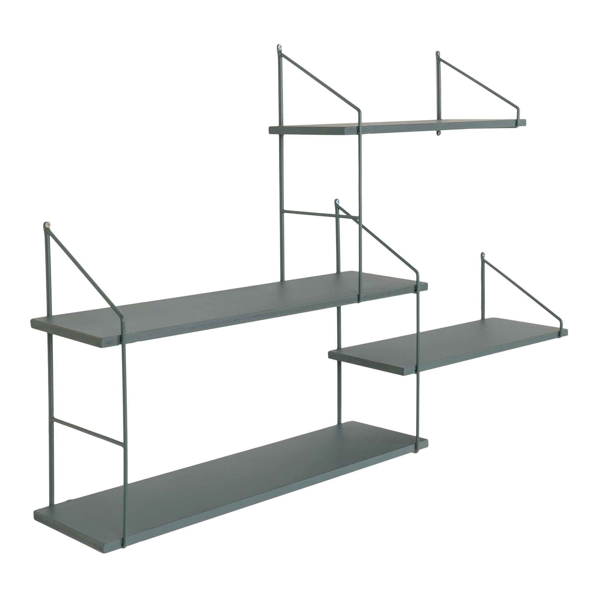 Harlem Wall Shelf - Wall Shelf, 4 green shelves, green frame 99x17,5x62 cm