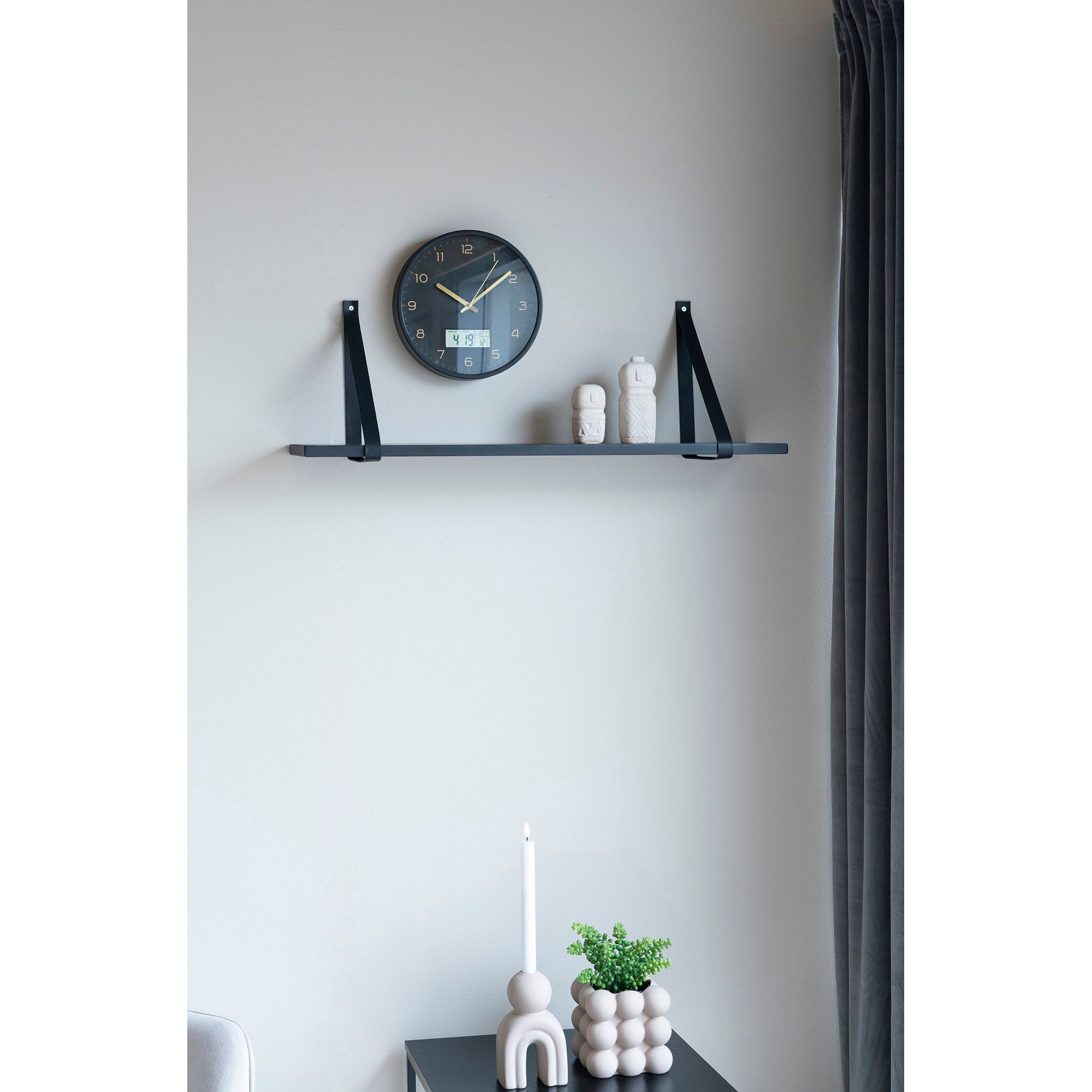 Amiens Wall  - Wall clock with digital display, black, silent movement ø25 cm