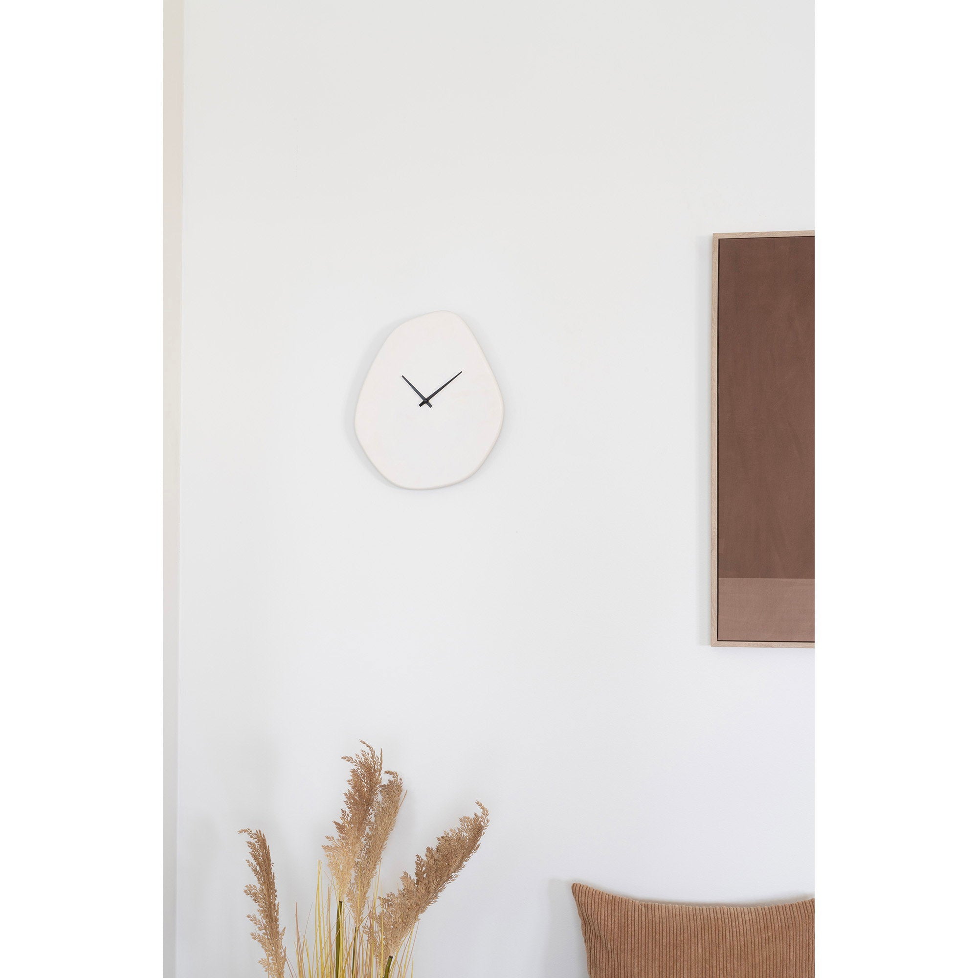 Vienna Wall Clock - Wall clock, organic from, cement, off-white, silent movement 28x33 cm