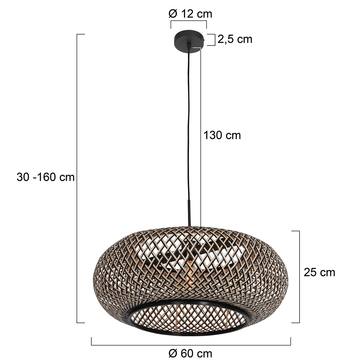 Kairo beech/black bamboo pendant lamp