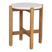 Terracina Side Table - Side table, acacia/terrazzo, white/natural ø37x48 cm